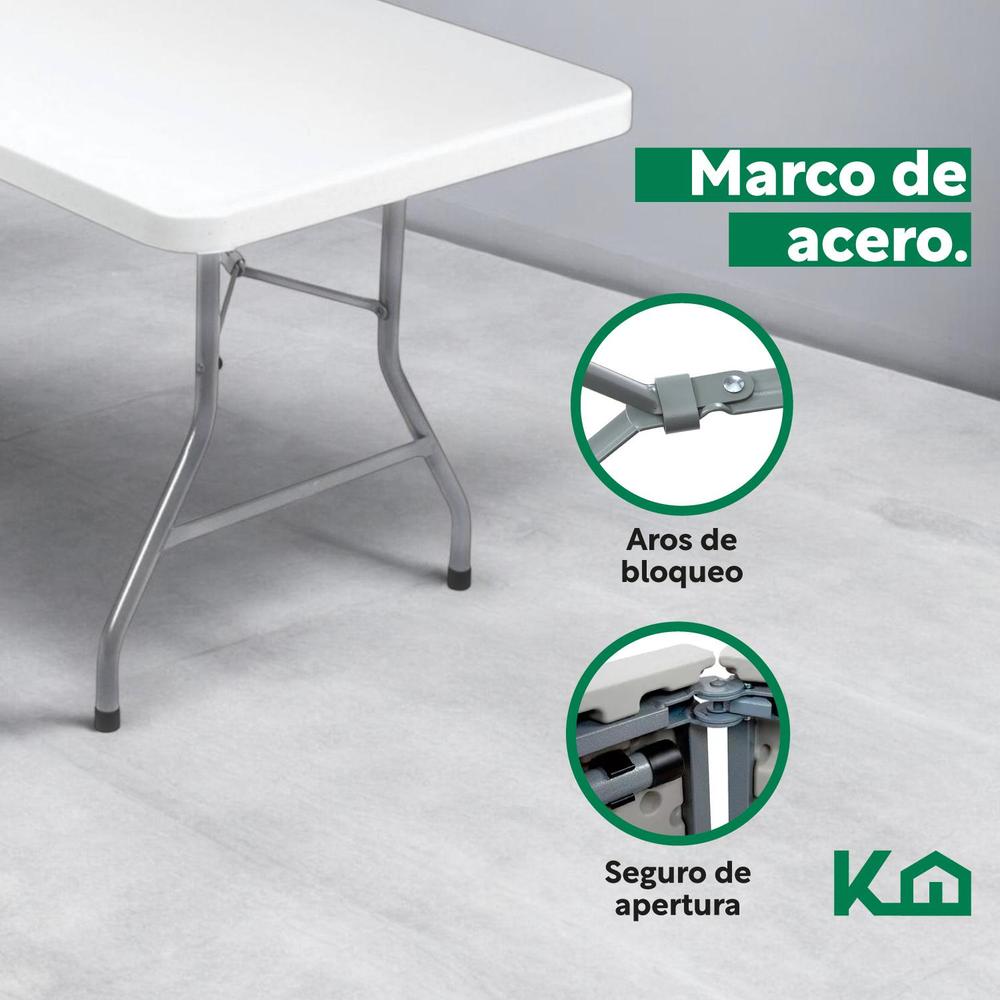 Foto 6 pulgar | Mesa Plegable 180 Cm Exterior Jardín Portafolio 2 Piezas