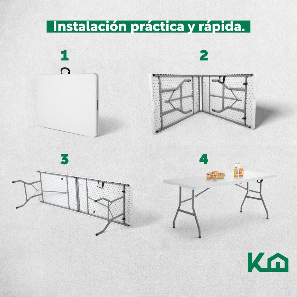 Foto 8 pulgar | Mesa Plegable 180 Cm Exterior Jardín Portafolio 2 Piezas