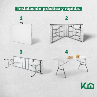 Foto 7 | Mesa Plegable 180 Cm Exterior Jardín Portafolio 2 Piezas