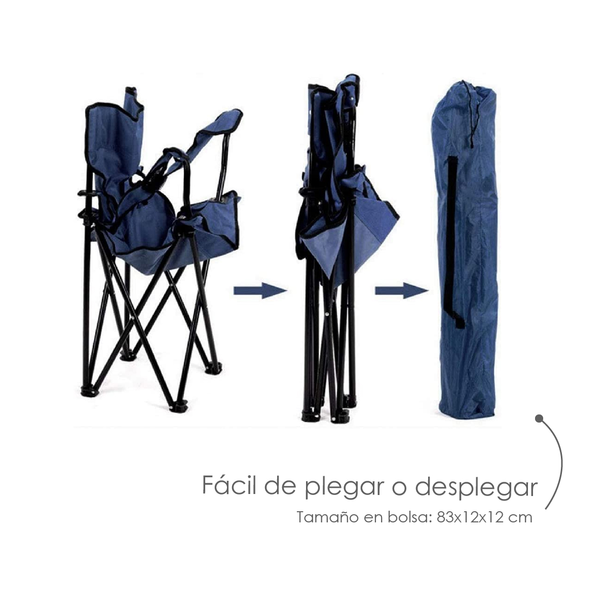 Foto 5 pulgar | Set 4 Sillas Plegable con Portavaso Iliosinnova Azul