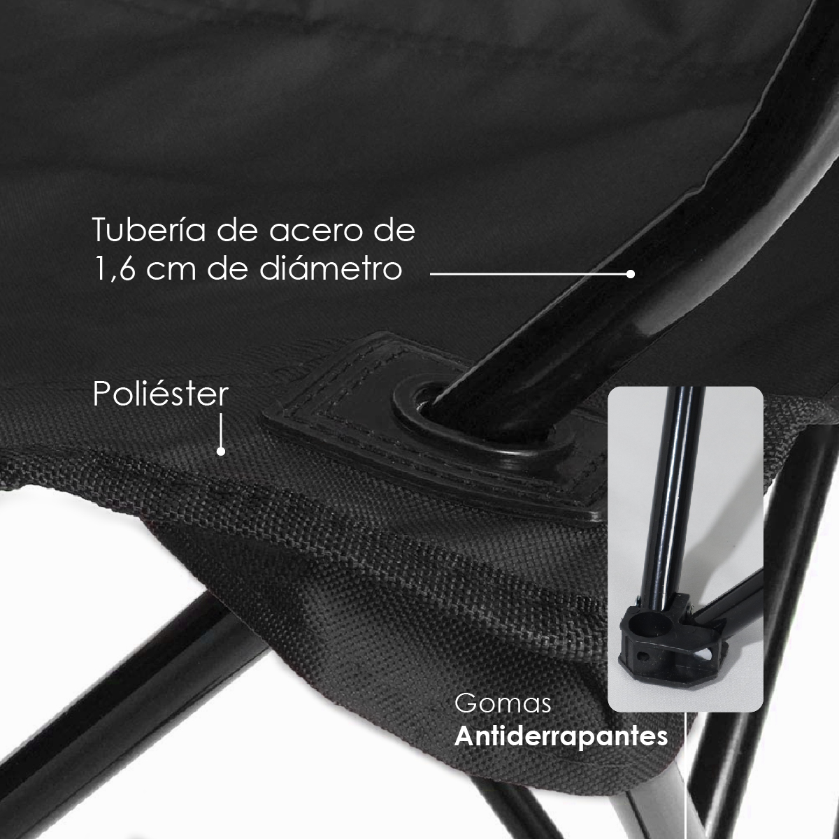 Foto 5 pulgar | Sillas Plegable con Portavaso Iliosinnova Negro 4 Piezas