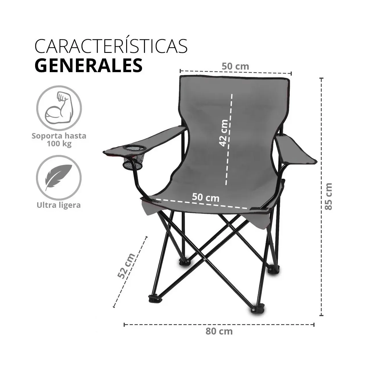 Foto 3 pulgar | Silla Plegable Portátil Eo Safe Imports ESI-370 color Gris