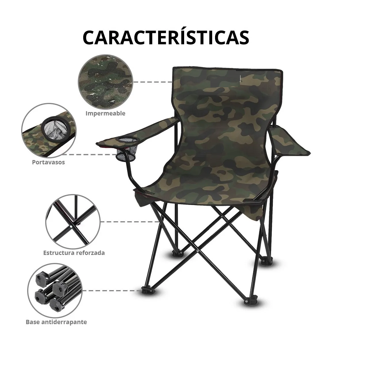 Foto 3 pulgar | Silla Plegable Portátil Eo Safe Imports ESI-370 Multicolor Militar