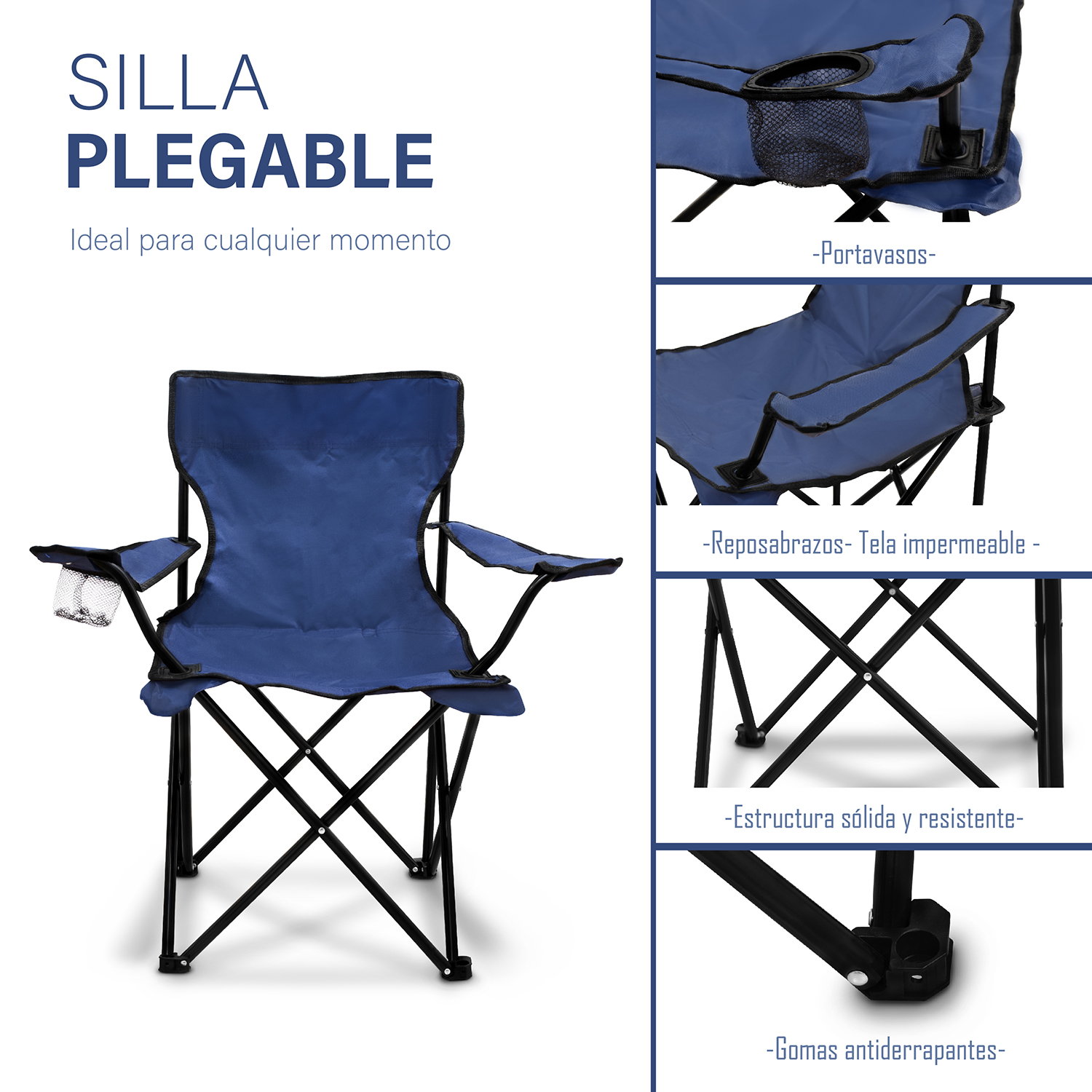 Foto 3 pulgar | Silla Plegable Andromeda Inc color Azul Marino