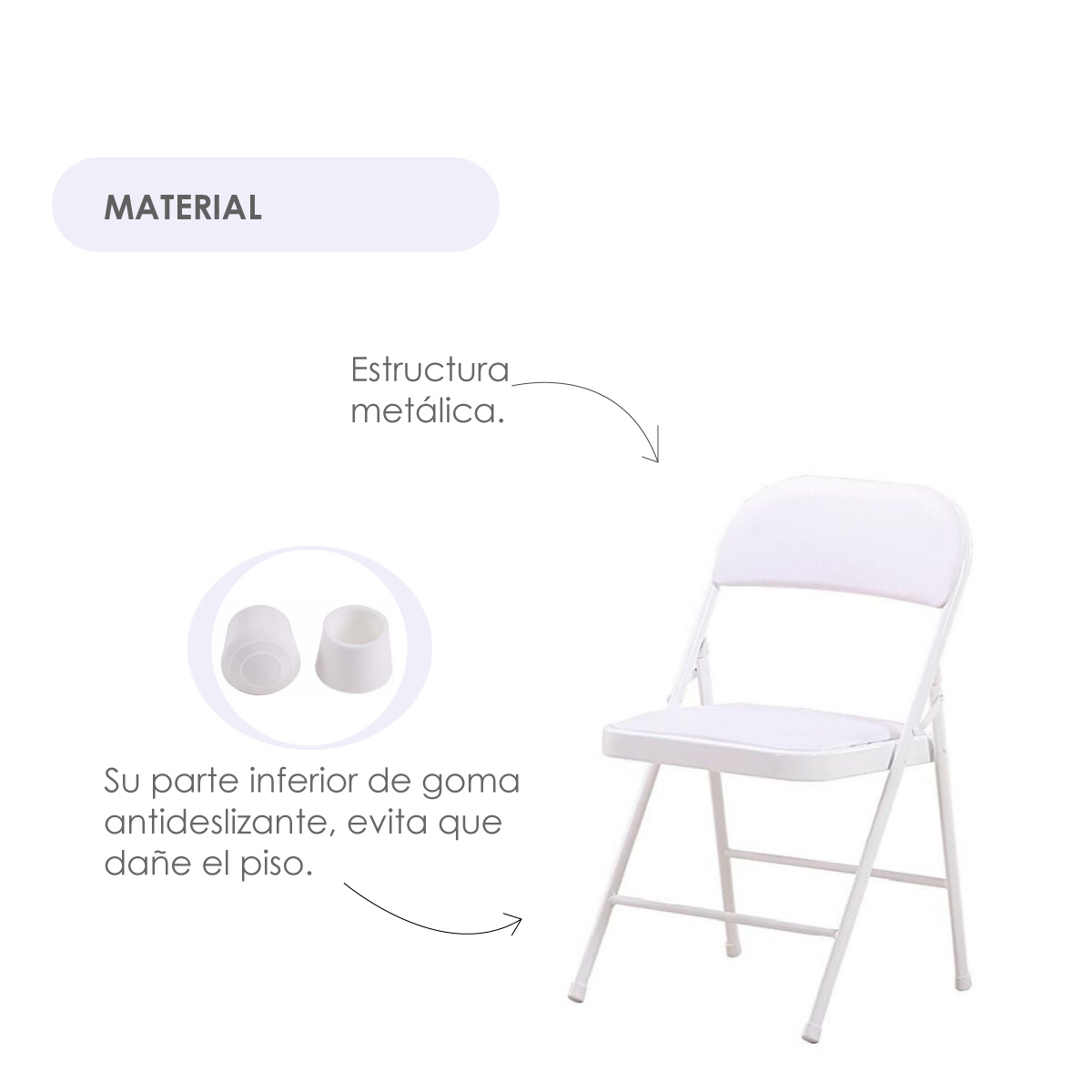 Foto 6 pulgar | Silla Plegable Ilios Innova Acojinada Blanca