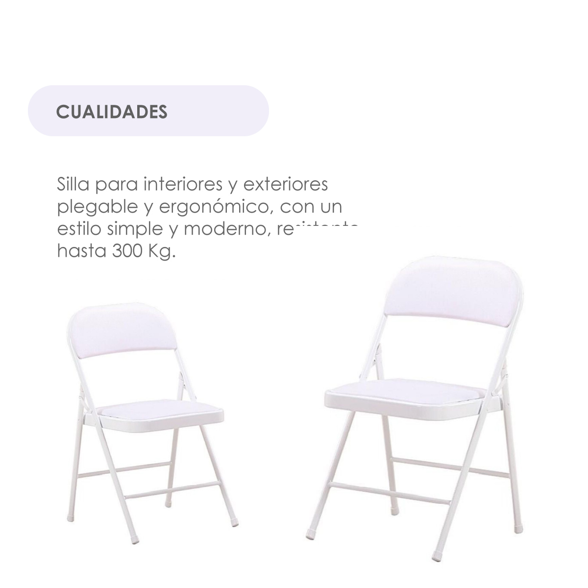 Foto 7 pulgar | Silla Plegable Ilios Innova Acojinada Blanca