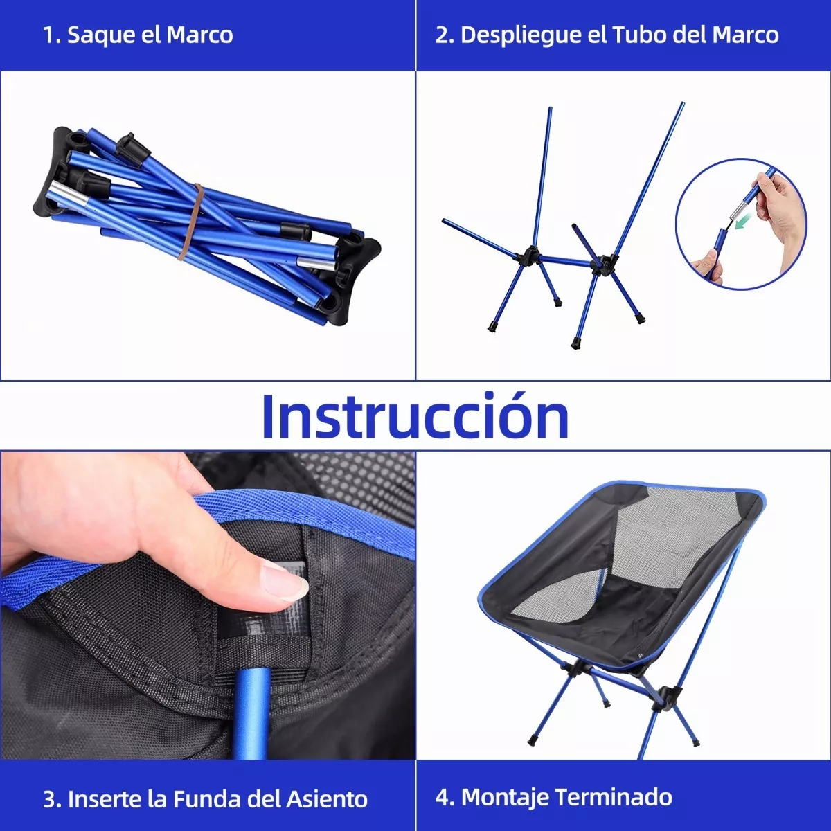 Foto 4 pulgar | Silla Plegable Belug Compacta Portátil color Azul