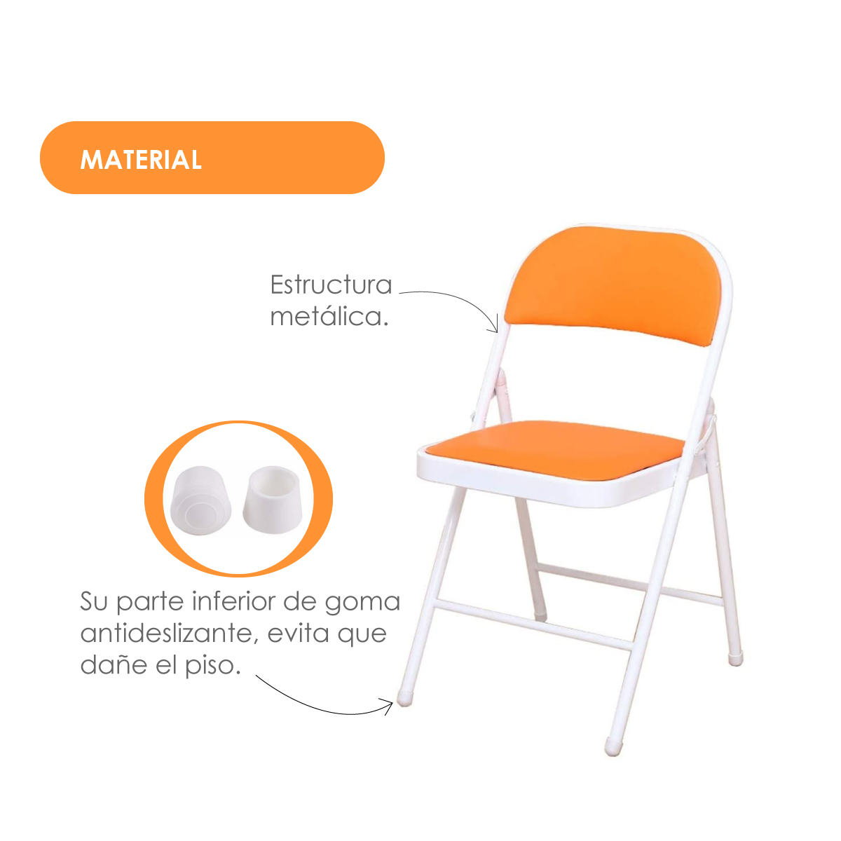 Foto 6 pulgar | Silla Iliosinnova Plegable Naranja