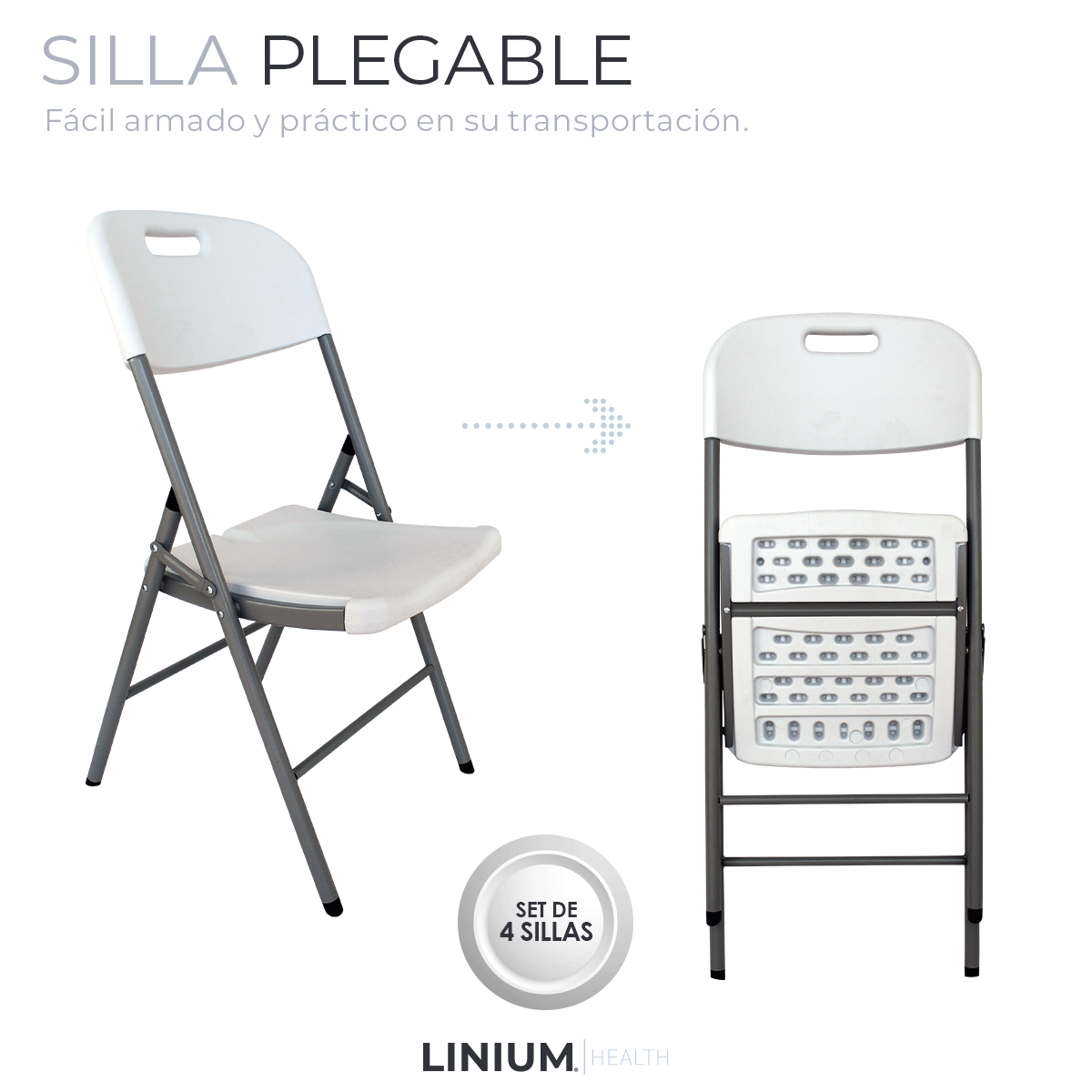 Foto 2 | Set de 4 Sillas Plegables Linium color Blanco