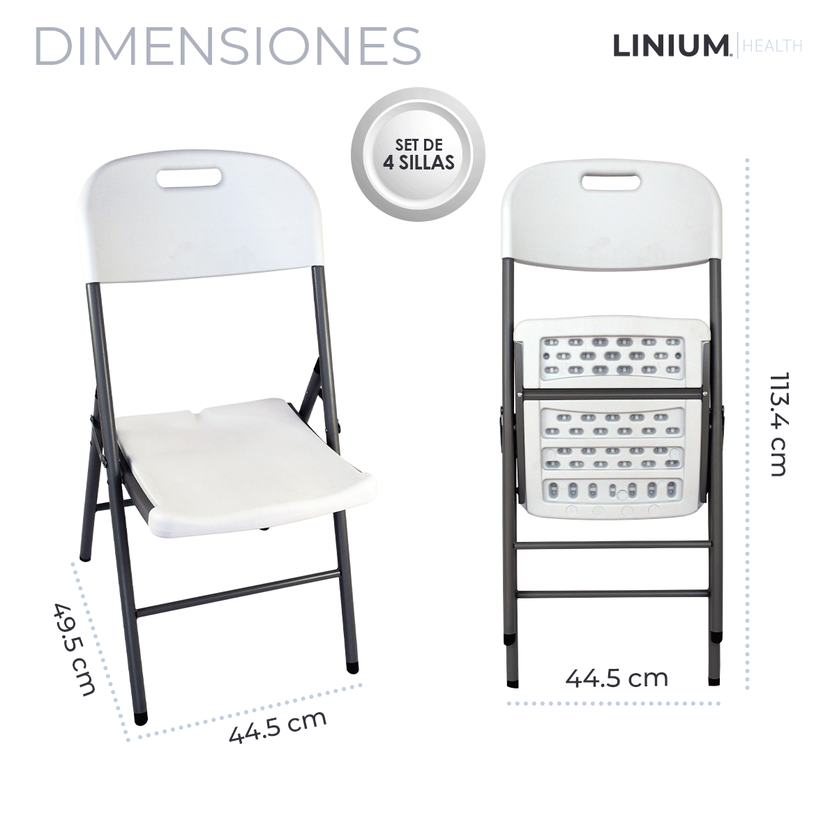 Foto 5 | Set de 4 Sillas Plegables Linium color Blanco