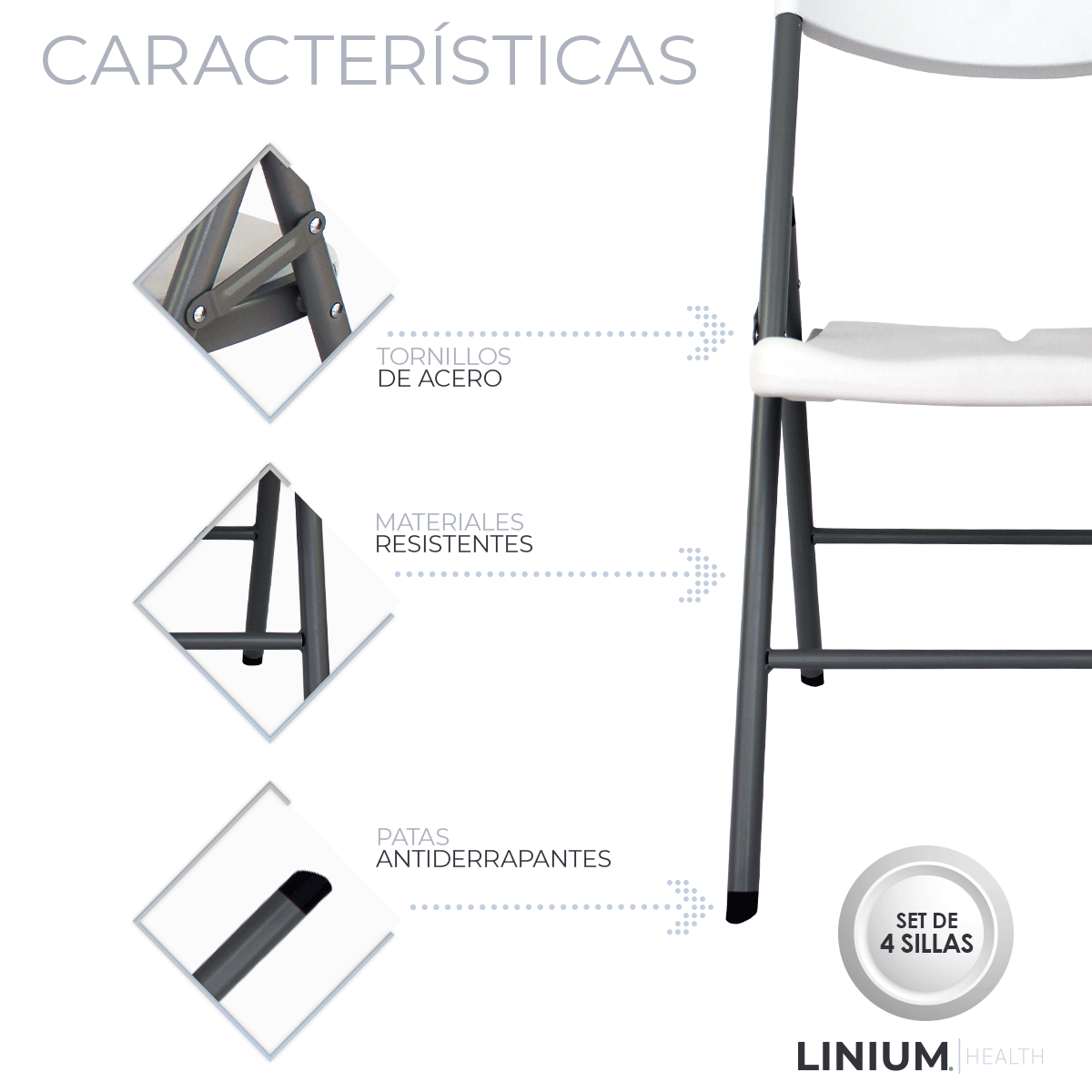 Foto 6 | Set de 4 Sillas Plegables Linium color Blanco