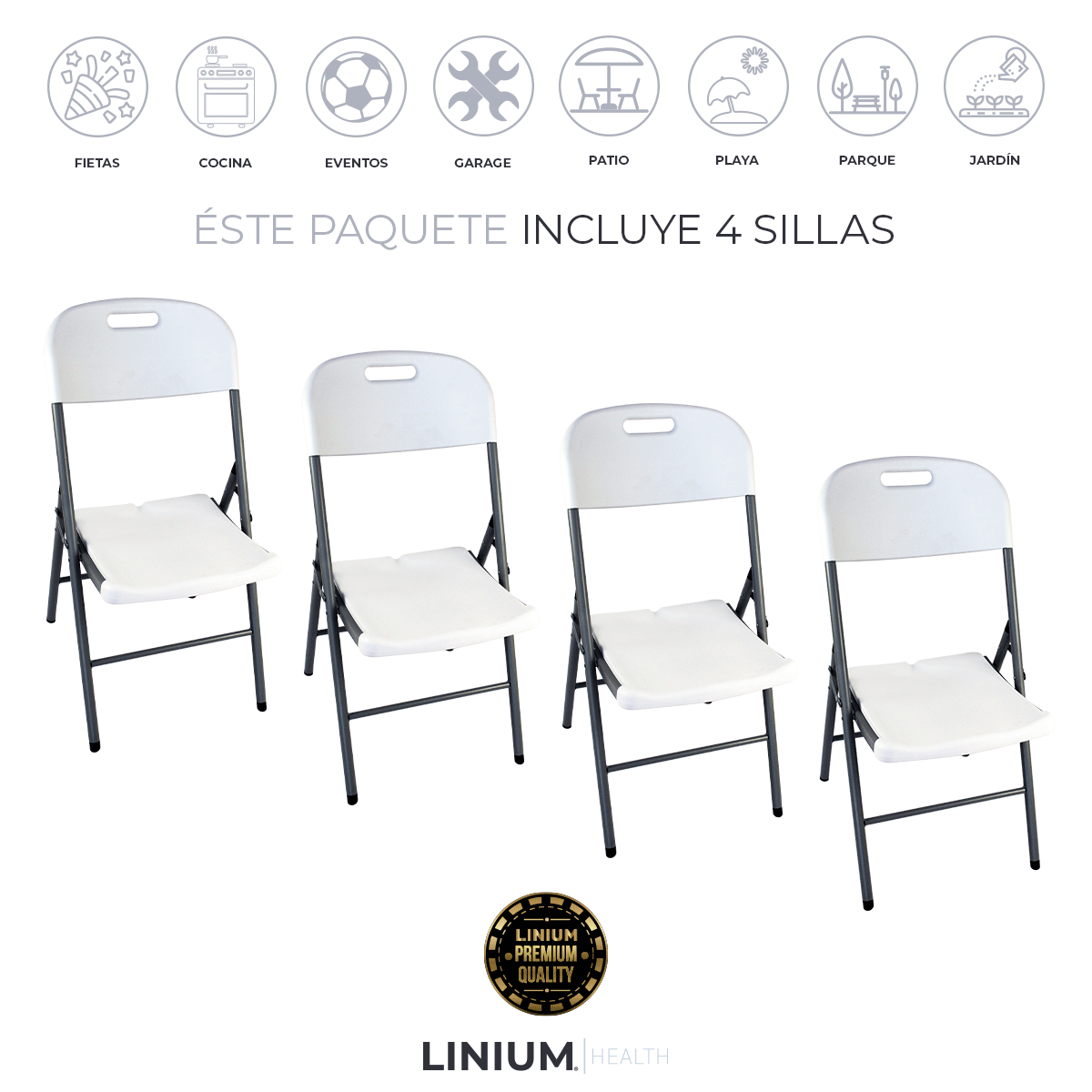 Foto 8 | Set de 4 Sillas Plegables Linium color Blanco