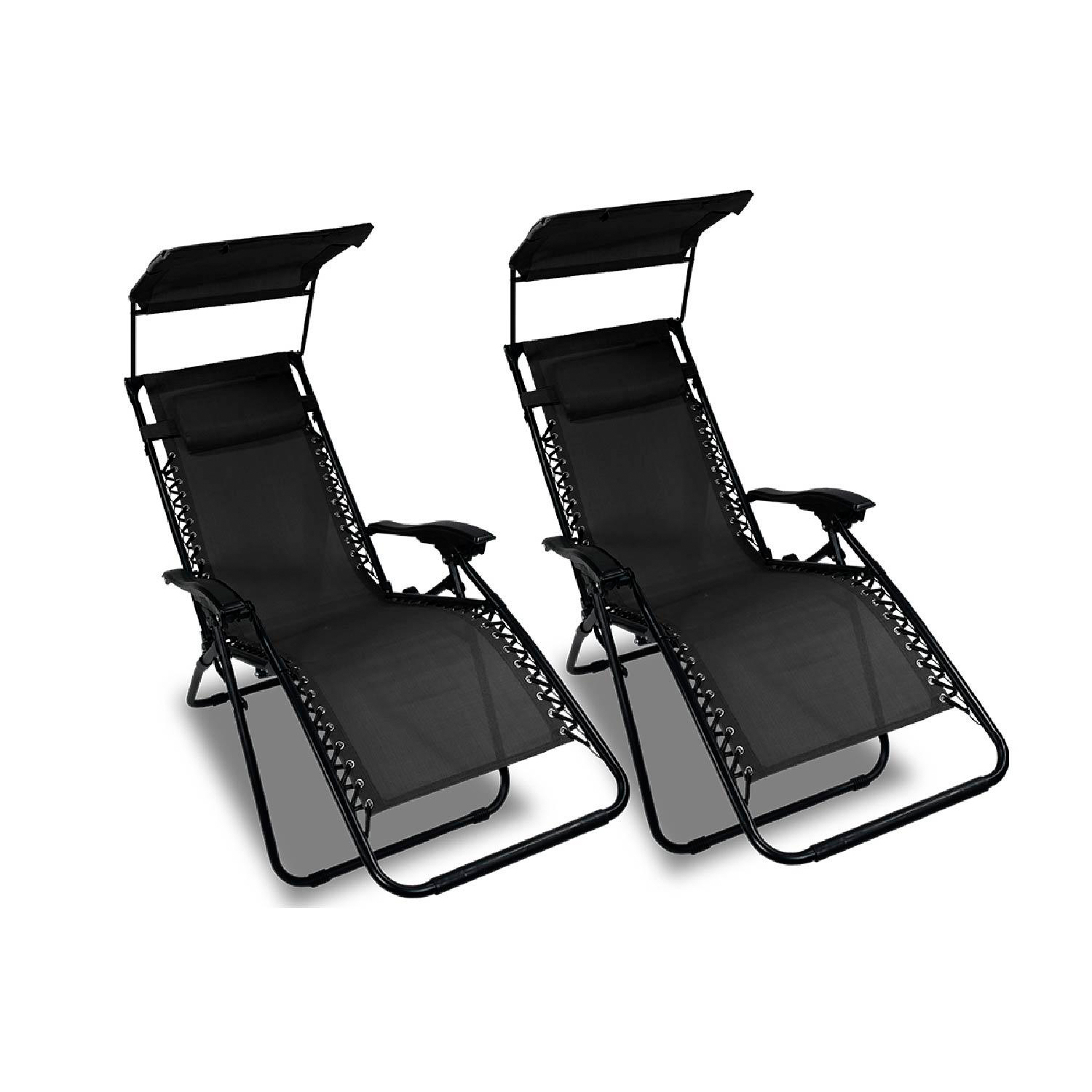 Foto 2 pulgar | Silla Reclinable Elly Decor con Sombrilla color Negro 2 Piezas