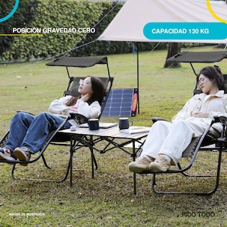Foto 3 | Set de 2 Sillas Camastro Plegable Elly Decor Gravedad Cero Reclinable con Sombrilla Grises para Jardín Playa y Exterior