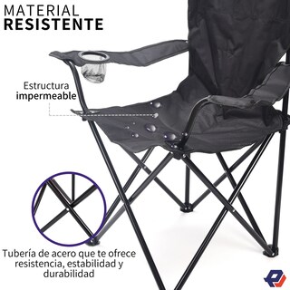 Foto 4 | Silla Plegable Picool Jm2469-bck para Acampar Camping con Portavasos Exterior