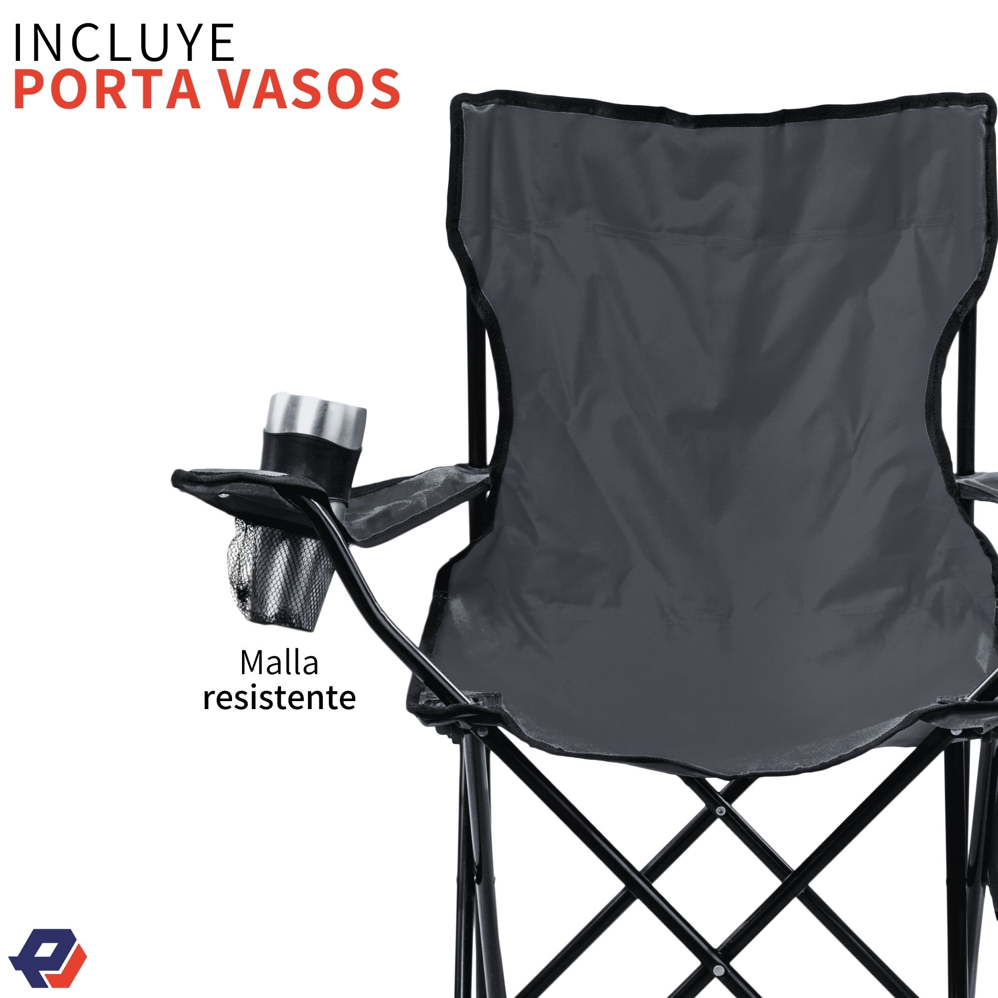 Foto 6 pulgar | Silla Plegable Picool Jm2469-bck para Acampar Camping con Portavasos Exterior