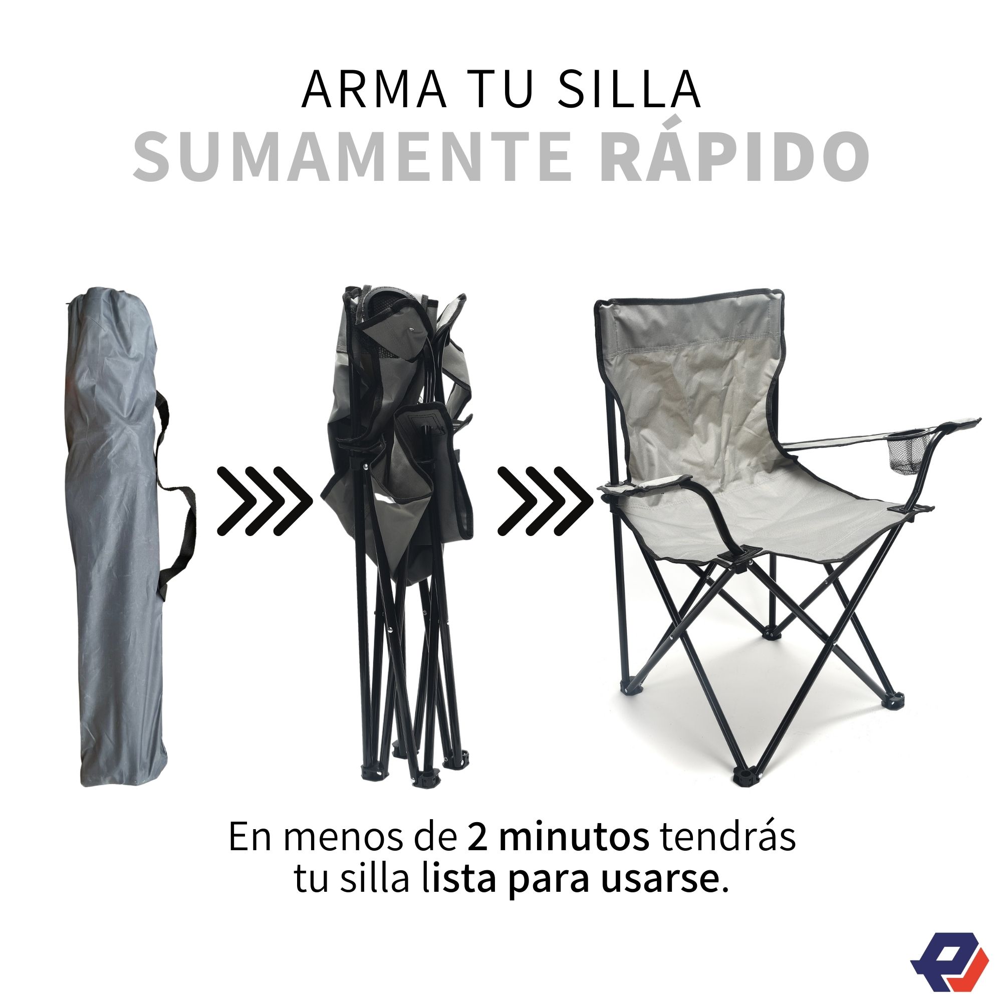 Foto 8 pulgar | Silla Plegable Picool Jm2469-bck para Acampar Camping con Portavasos Exterior