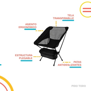 Foto 5 | Silla Plegable THE FINIX SPBE01BK-CMPG color Negro para Exterior