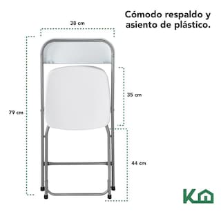 Foto 5 | Silla Plegable Reforzada Plastico Eventos Jardin Blanca