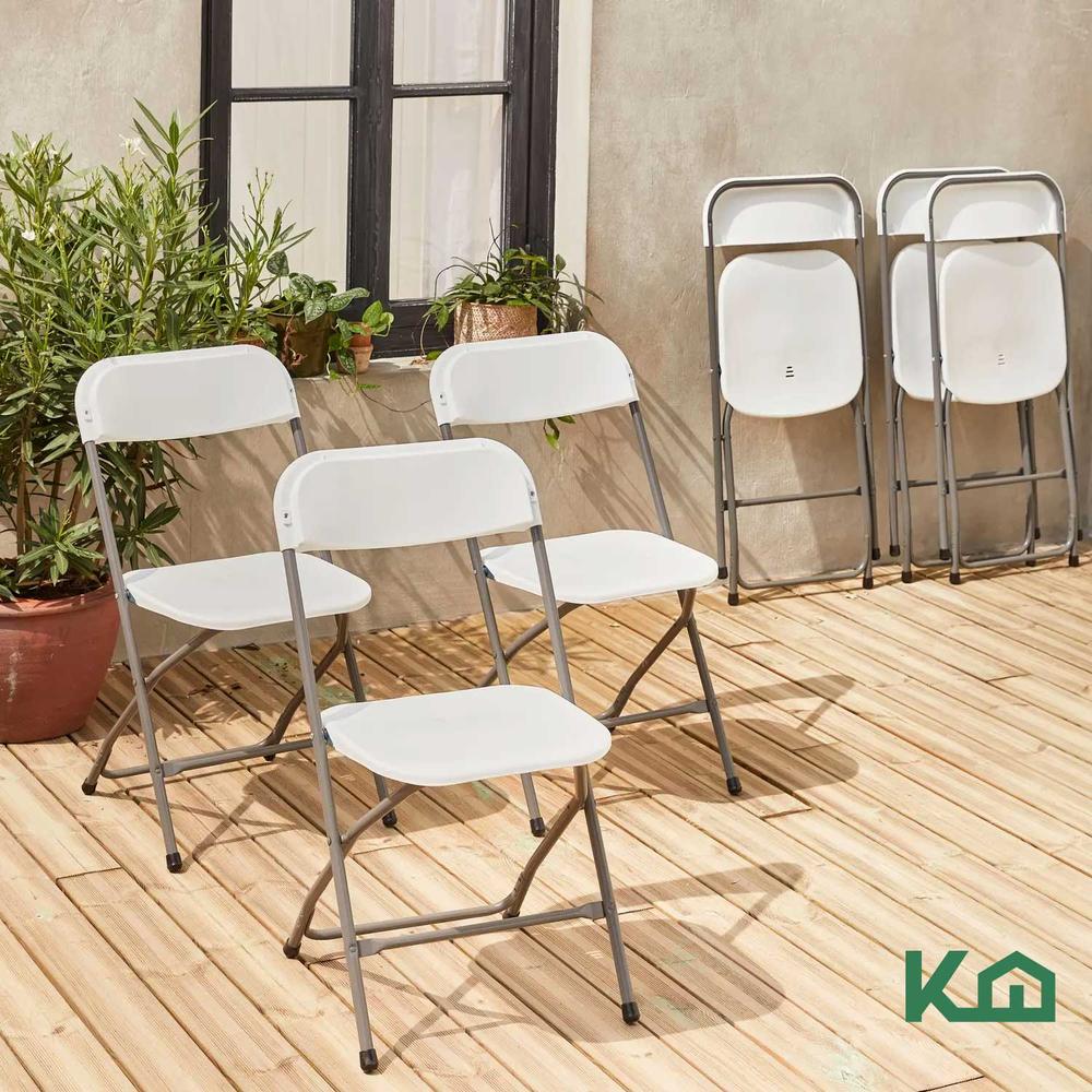 Foto 9 pulgar | Silla Plegable Reforzada Plastico Eventos Jardin Blanca