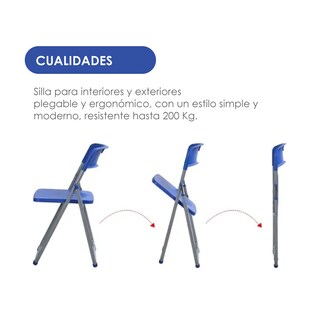Foto 3 | Silla Plegable para Exteriores Ilios Innova Apilable Azul
