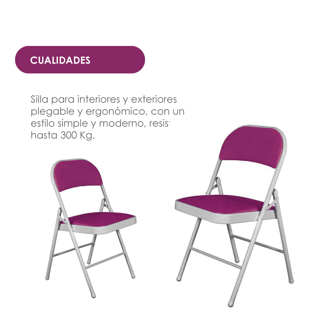 Foto 4 pulgar | Sillas Plegables Ilios Innova Acojinadas Color Morado 6 Piezas