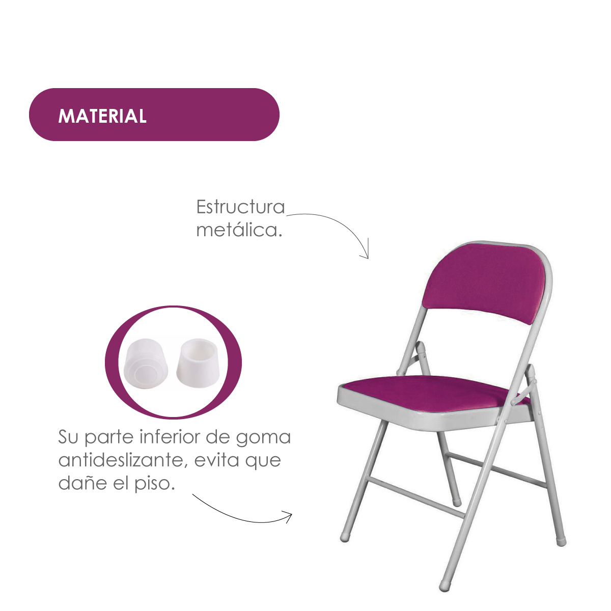 Foto 5 pulgar | Sillas Plegables Ilios Innova Acojinadas Color Morado 6 Piezas