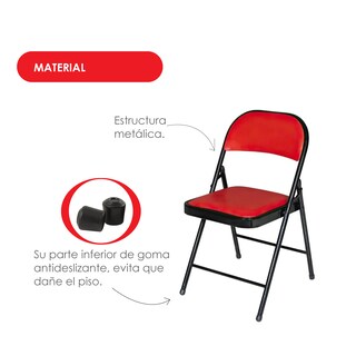 Foto 5 | Set de 6 Sillas Plegables Ilios Innova Acojinadas Rojo