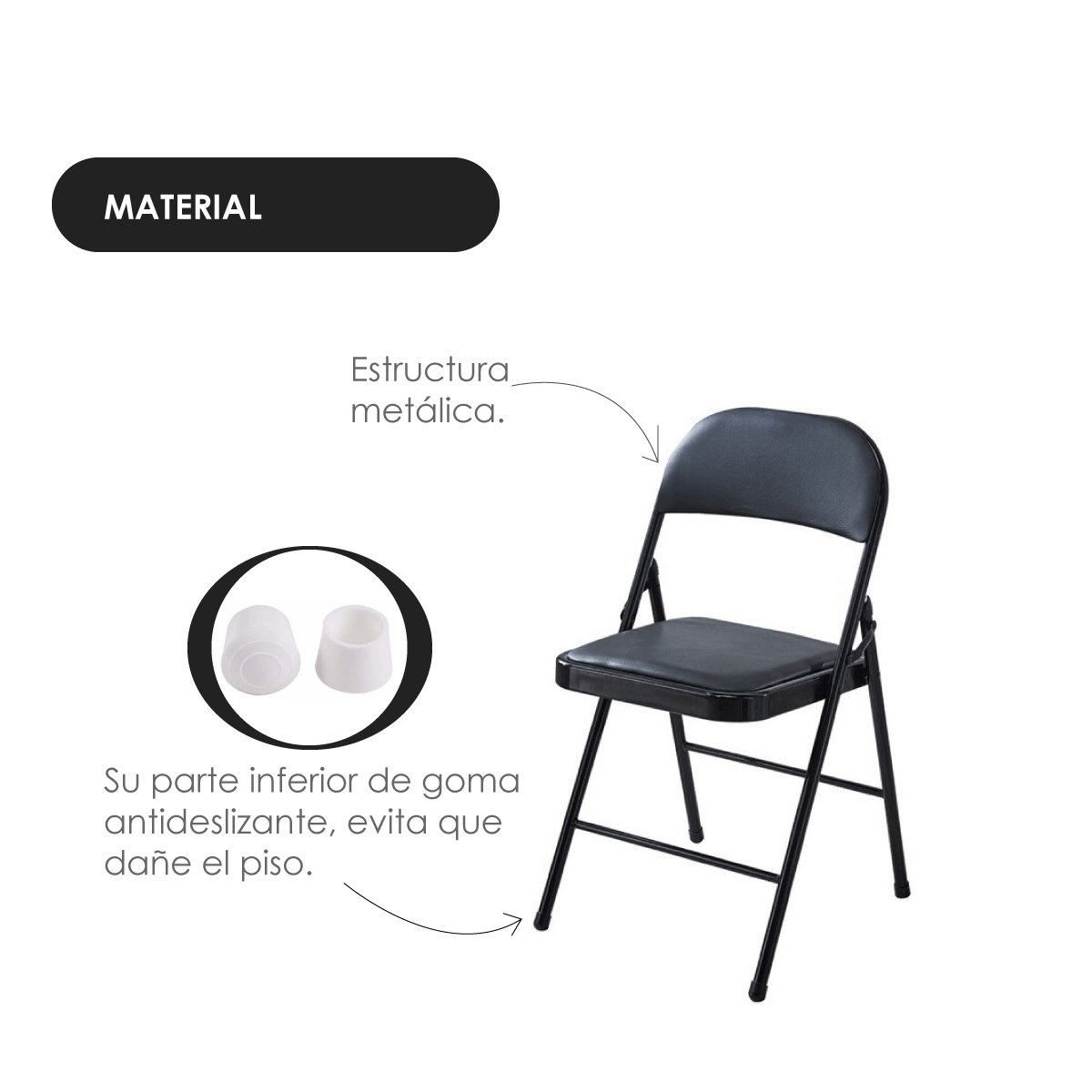 Foto 4 pulgar | Set de 6 Sillas Plegables Ilios Innova Acojinadas Negro