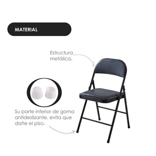 Foto 3 | Set de 6 Sillas Plegables Ilios Innova Acojinadas Negro