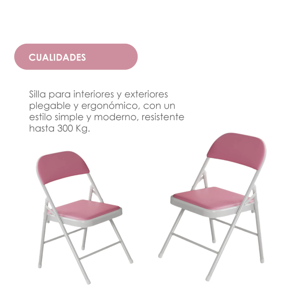 Foto 4 pulgar | Set de 6 Sillas Plegables Ilios Innova Rosas Acojinadas