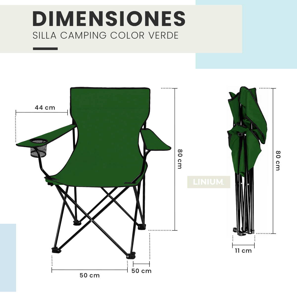 Foto 3 pulgar | Silla Plegable Linium para Camping o Playa color Verde