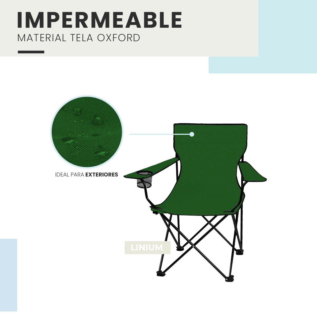 Foto 8 pulgar | Silla Plegable Linium para Camping o Playa color Verde