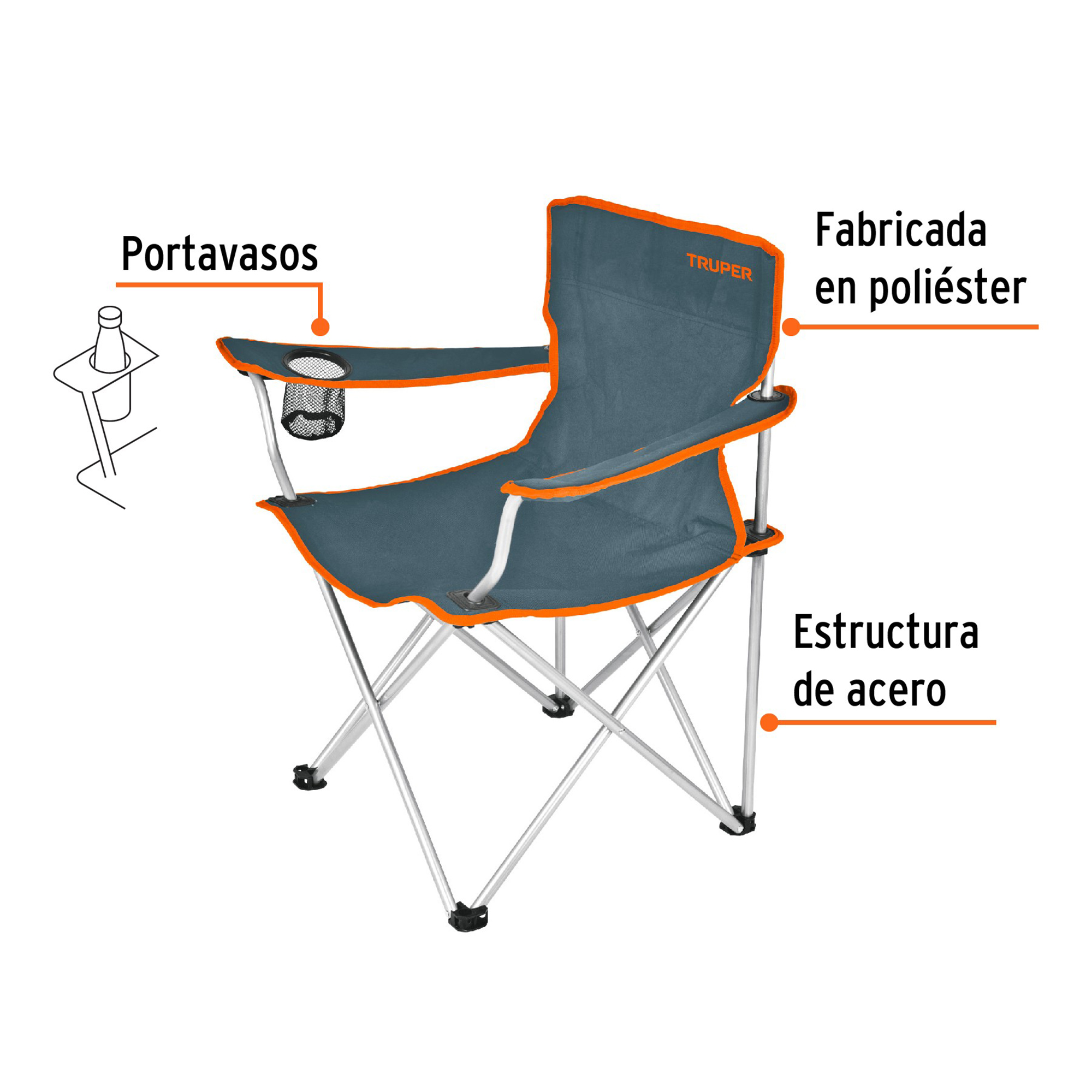 Foto 3 pulgar | Silla Plegable Truper Gris para Exterior