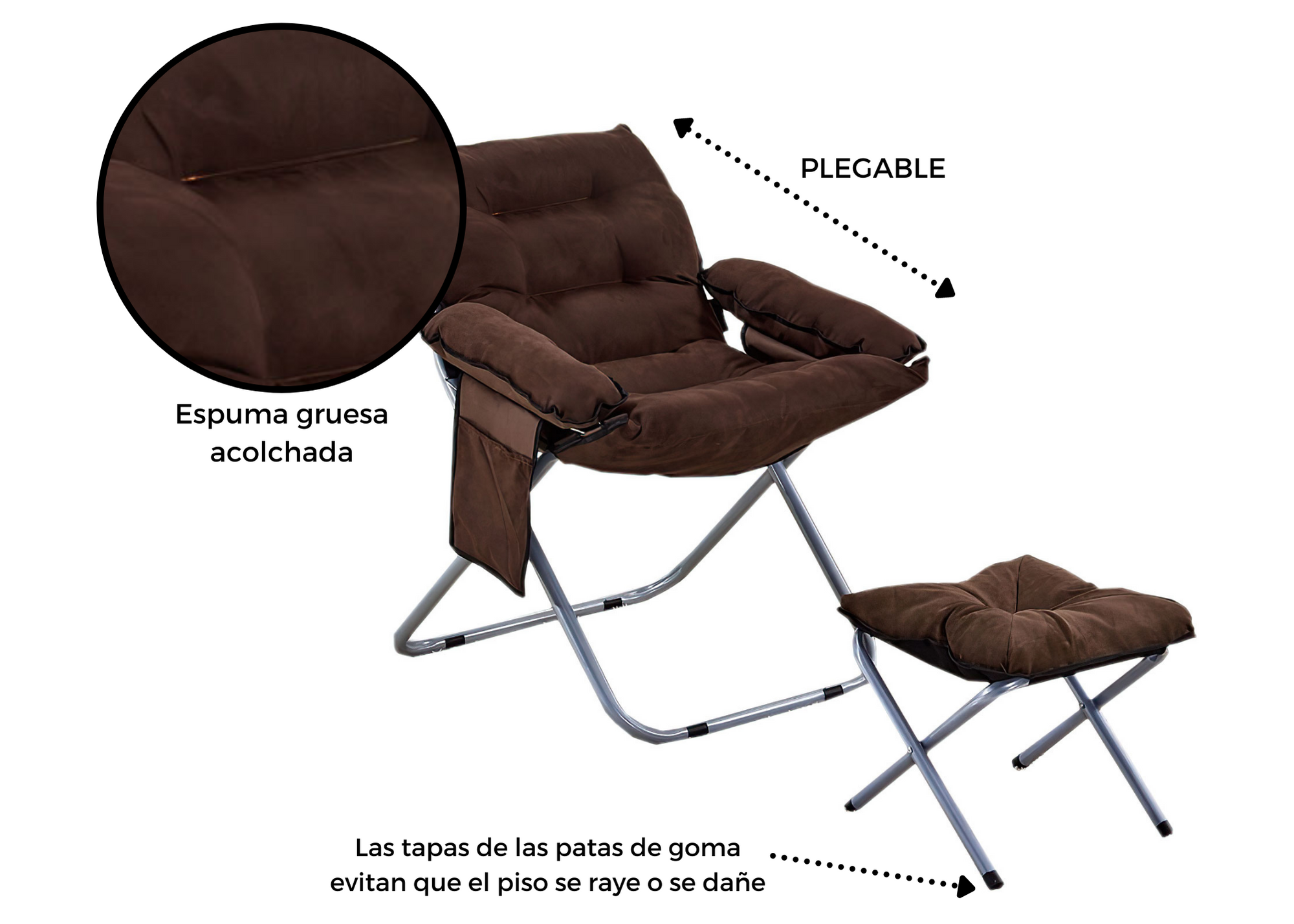 Foto 4 pulgar | Silla Plegable Iliosinnova Acolchada color Café