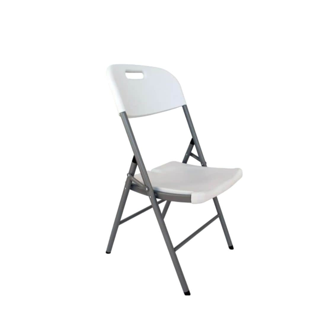 Silla Plegable Blanca Multifuncional de Plástico Reforzado y Acero $599