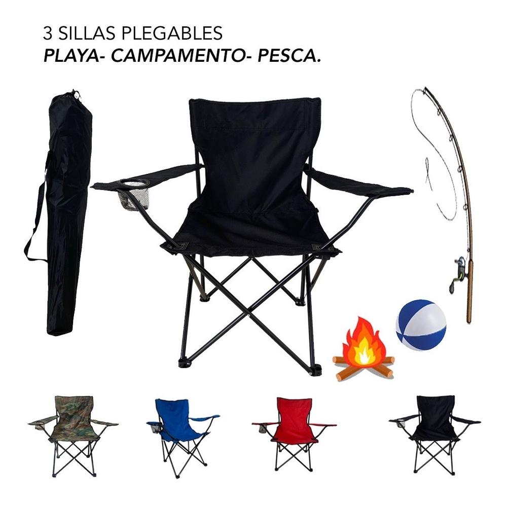 Foto 2 | Silla Plegable de Playa Azules 3 Piezas