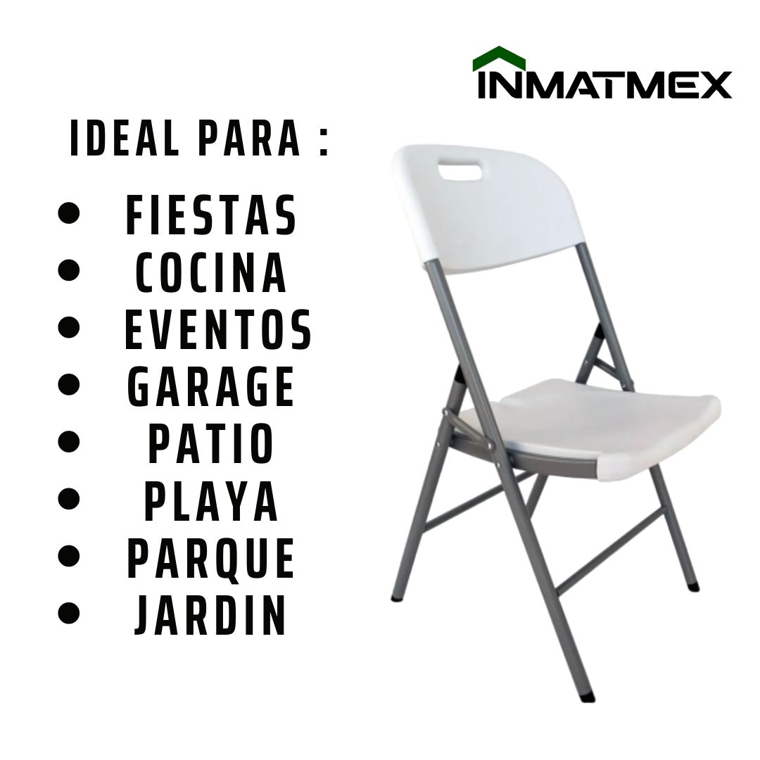 Foto 4 pulgar | Silla Plegable Inmatmex Blanca 3 Piezas