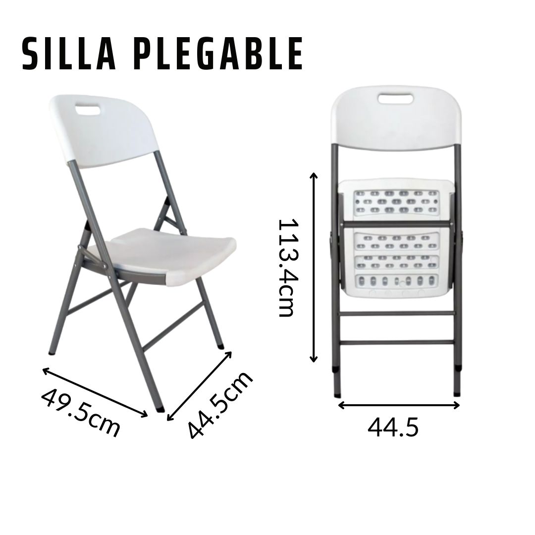 Foto 5 pulgar | Silla Plegable Inmatmex Blanca 3 Piezas