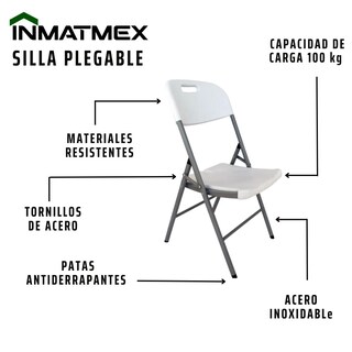 Foto 4 | Silla Plegable Inmatmex Blanca 10 Piezas
