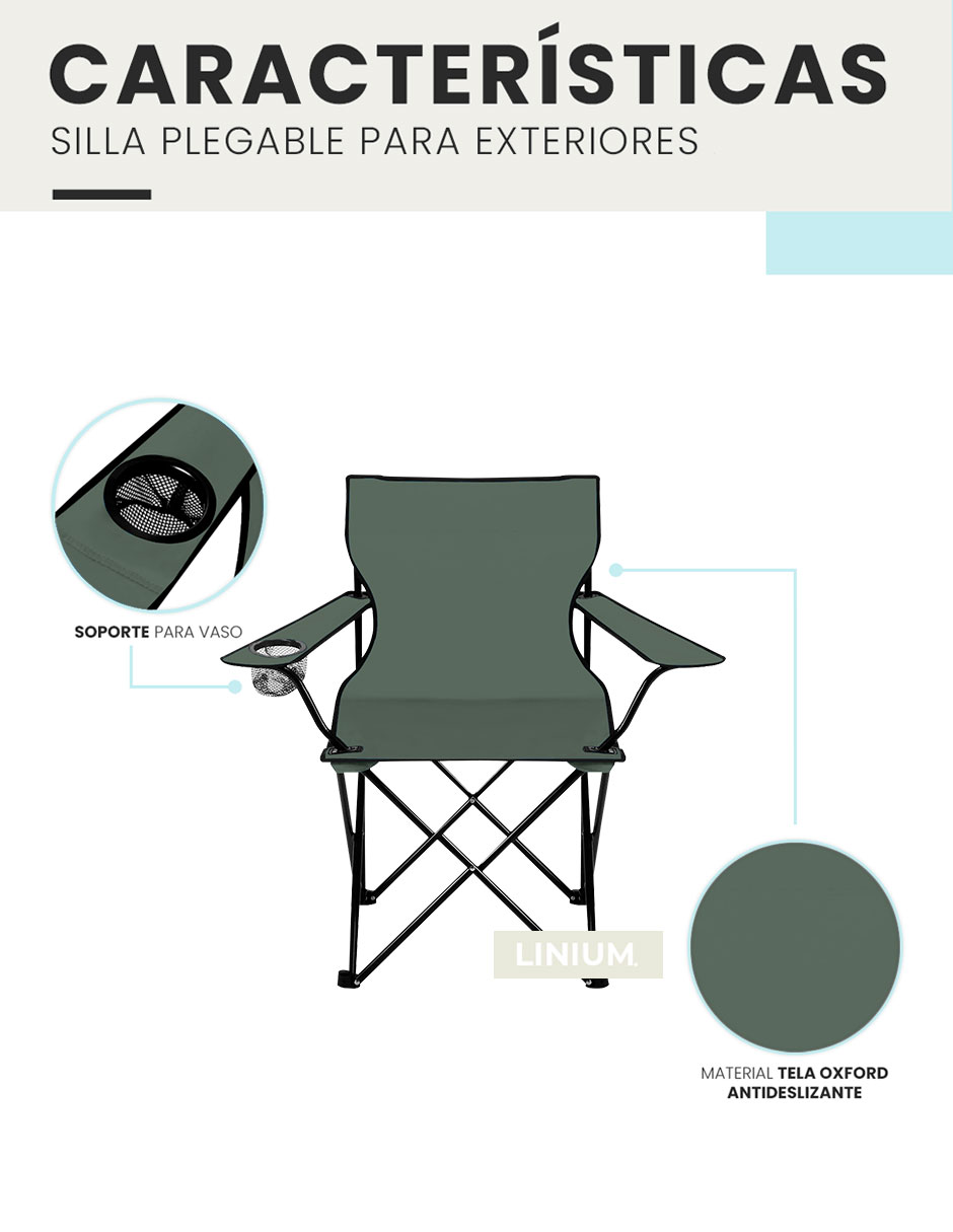 Foto 5 pulgar | Silla Plegable Linium Portátil Gris