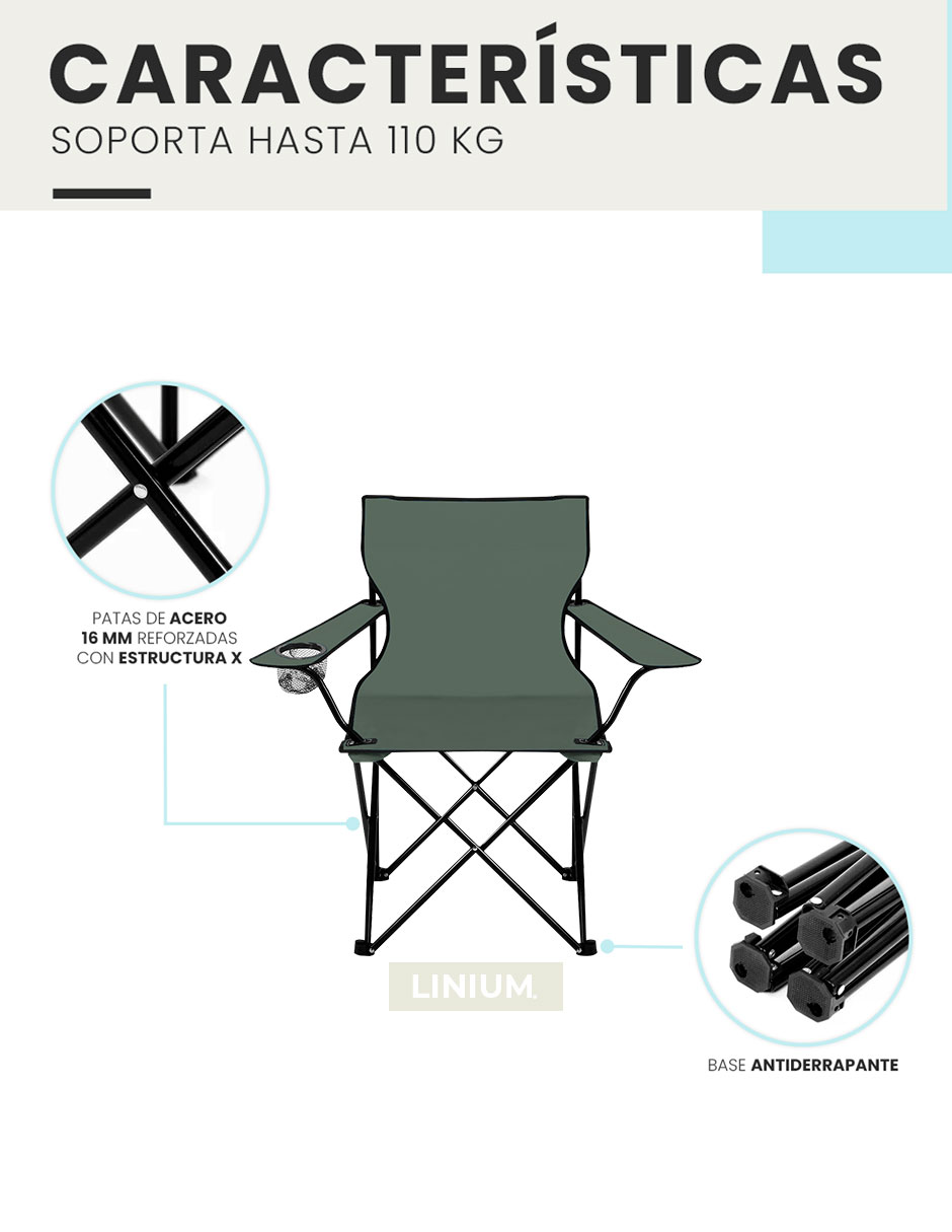 Foto 5 | Silla Plegable Linium Portátil Gris