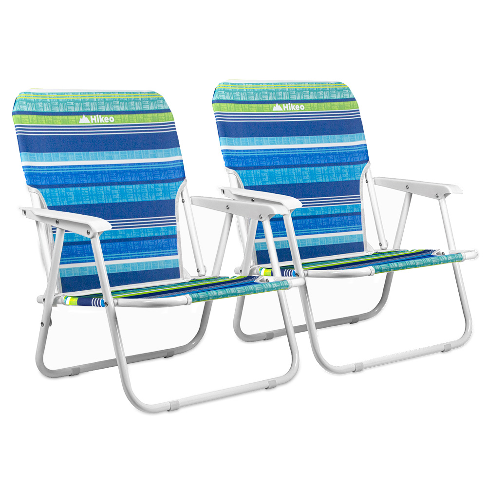 Silla Plegable Para Playa Portátil Estructura Metálica 2 Piezas, Hikeo, Color Azul, 83854-bu