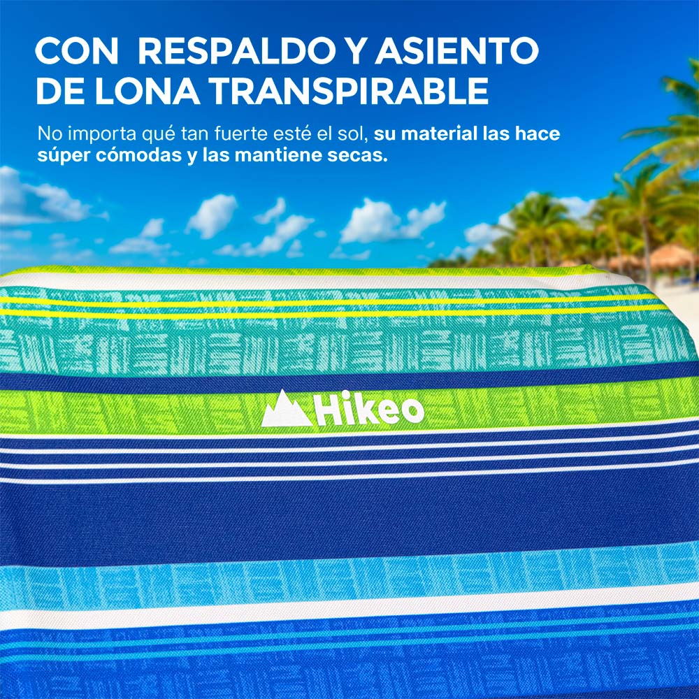 Foto 5 | Silla Plegable Para Playa Portátil Estructura Metálica 2 Piezas, Hikeo, Color Azul, 83854-bu