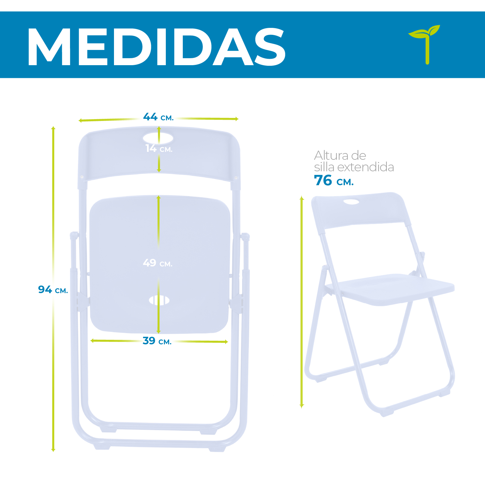 Foto 4 pulgar | Silla Plegable Onof Viviana Plástico Resistente con Patas Antiderrapantes Multifuncional color Azul