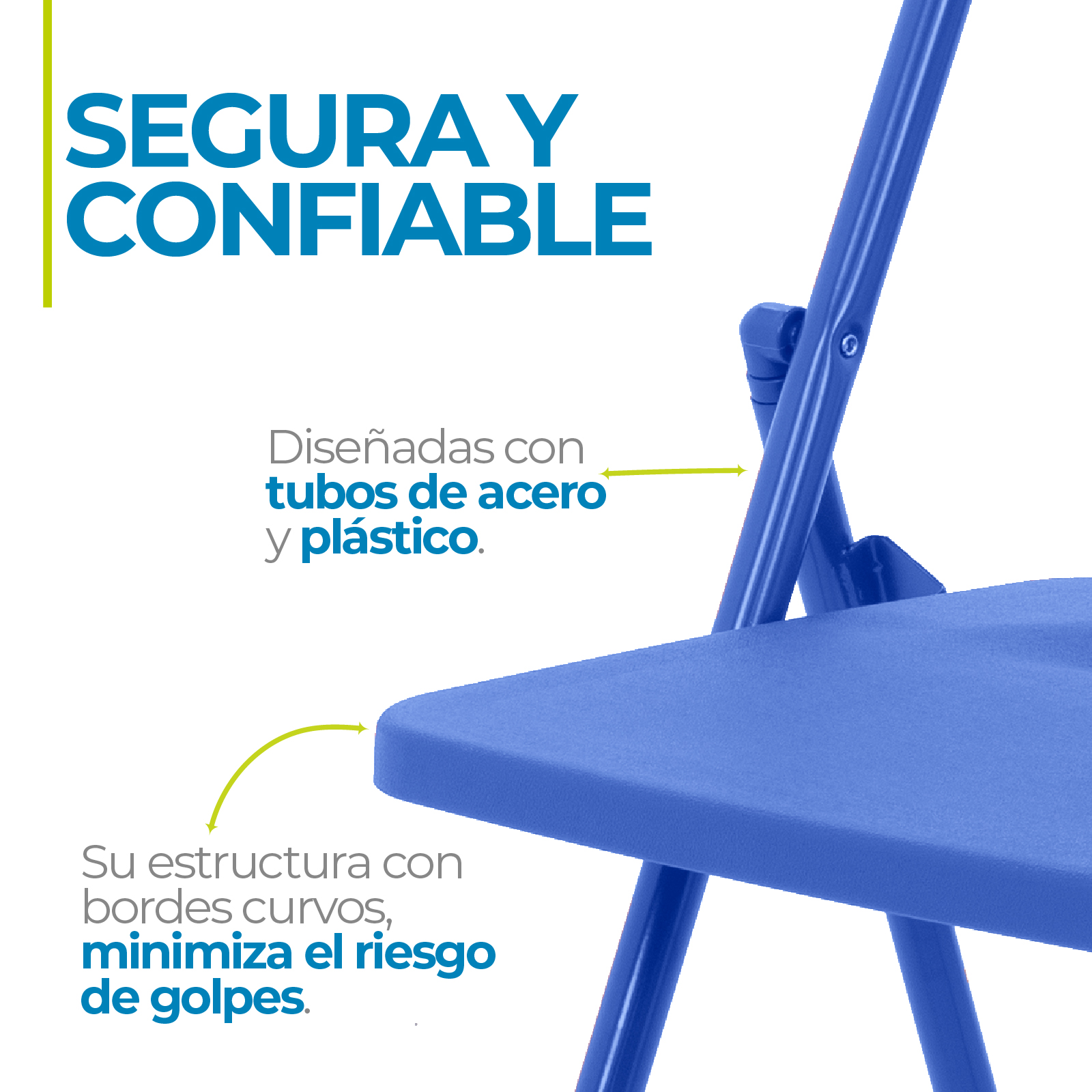 Foto 5 pulgar | Silla Plegable Onof Viviana Plástico Resistente con Patas Antiderrapantes Multifuncional color Azul