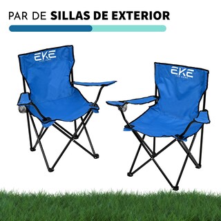 Foto 3 | Set 2 Sillas Azules Portátiles Plegables