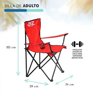 Foto 5 | Set 2 Sillas Rojas Portátiles Plegables para Campamento Playa o Pesca