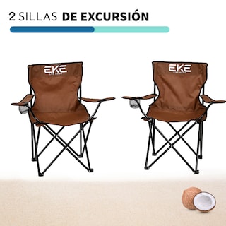 Foto 3 | Set 2 Sillas color Marrón Portátil Plegable para Campamento Playa o Pesca