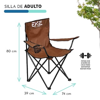 Foto 5 | Set 2 Sillas color Marrón Portátil Plegable para Campamento Playa o Pesca